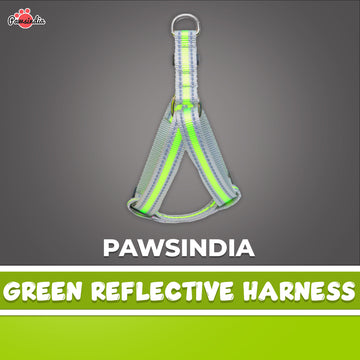Pawsindia Reflective Nylon Harness for Small Dogs - Green